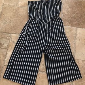 Plus Size Striped Strapless Jumpsuit